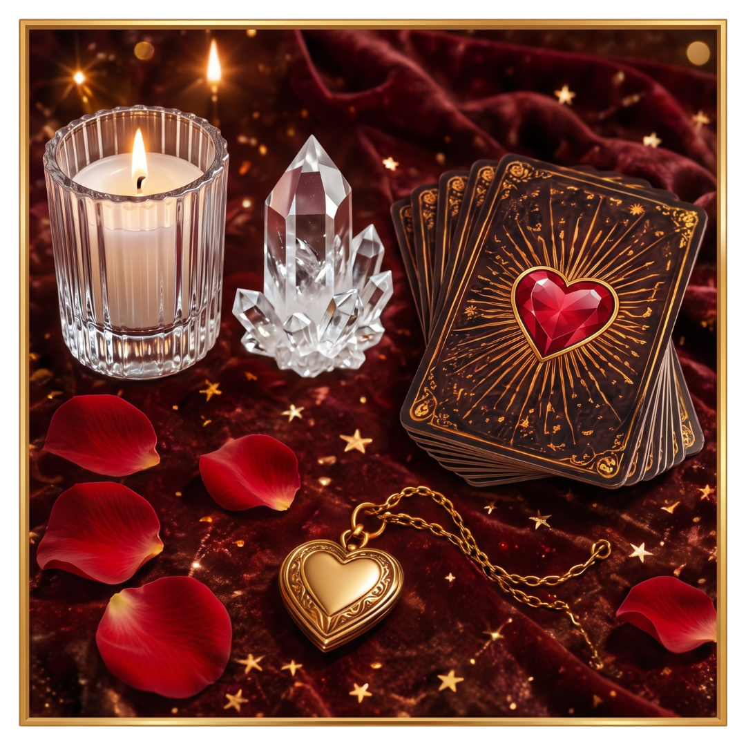 Carte dei tarocchi illuminate da una candela